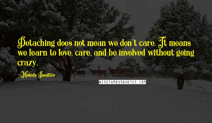 Melody Beattie Quotes: Detaching does not mean we don't care. It means we learn to love, care, and be involved without going crazy.