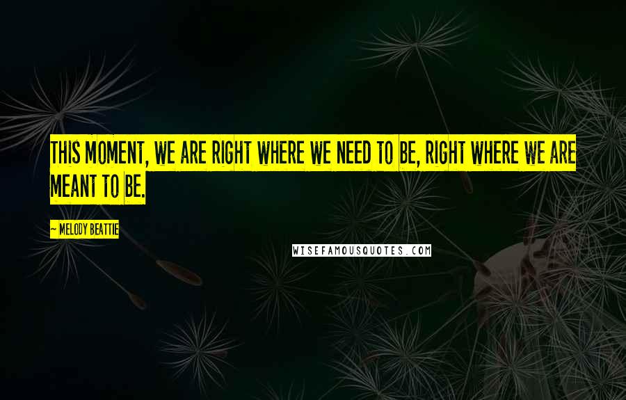 Melody Beattie Quotes: This moment, we are right where we need to be, right where we are meant to be.
