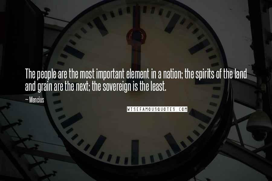 Mencius Quotes: The people are the most important element in a nation; the spirits of the land and grain are the next; the sovereign is the least.