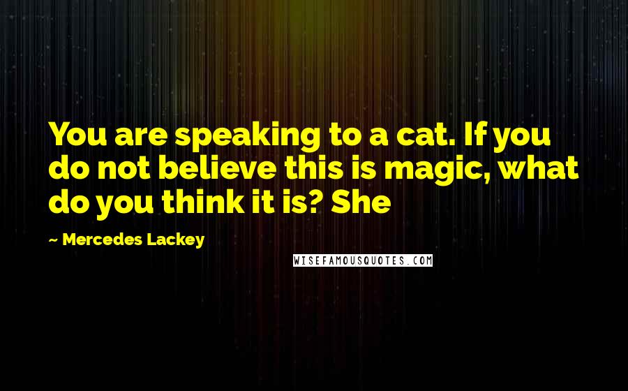 Mercedes Lackey Quotes: You are speaking to a cat. If you do not believe this is magic, what do you think it is? She