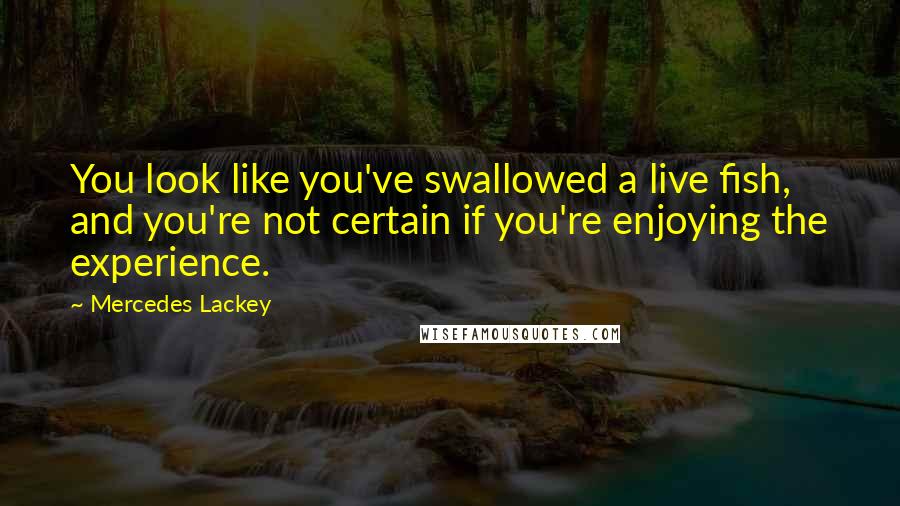 Mercedes Lackey Quotes: You look like you've swallowed a live fish, and you're not certain if you're enjoying the experience.