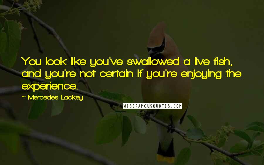 Mercedes Lackey Quotes: You look like you've swallowed a live fish, and you're not certain if you're enjoying the experience.