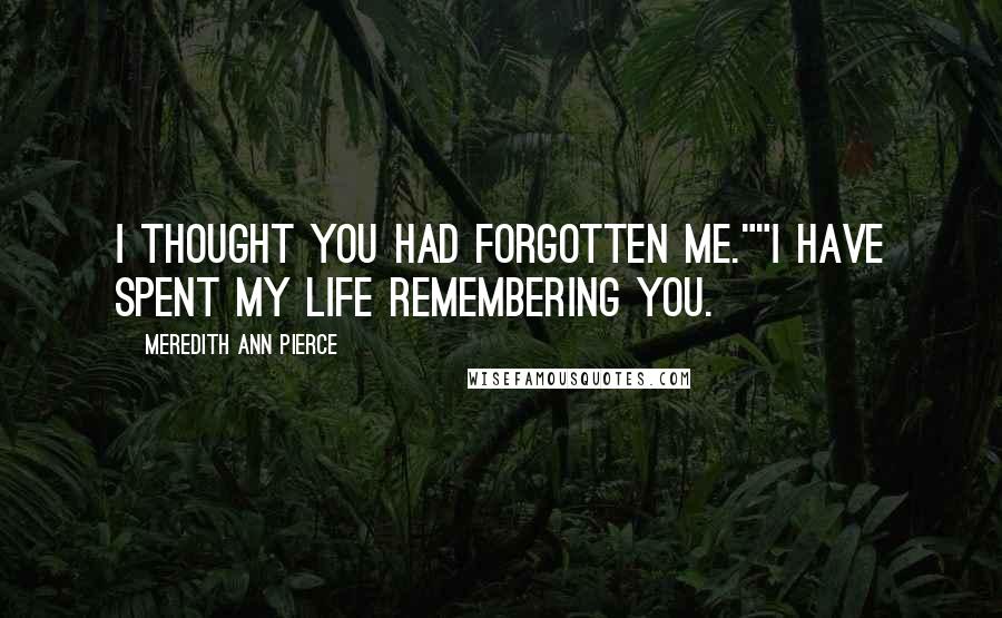 Meredith Ann Pierce Quotes: I thought you had forgotten me.""I have spent my life remembering you.