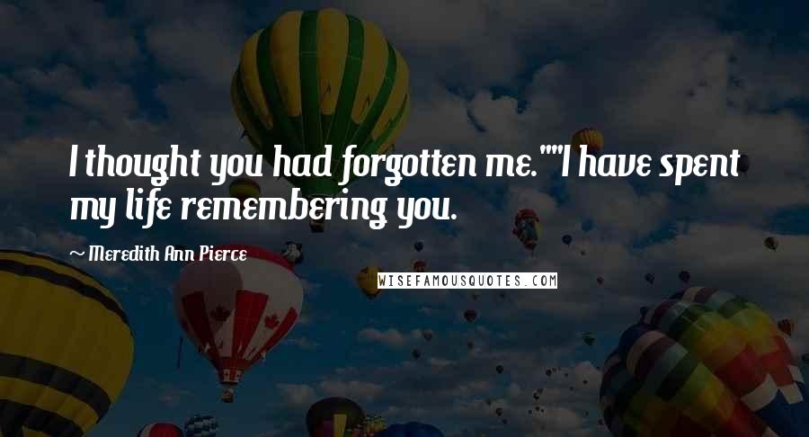 Meredith Ann Pierce Quotes: I thought you had forgotten me.""I have spent my life remembering you.