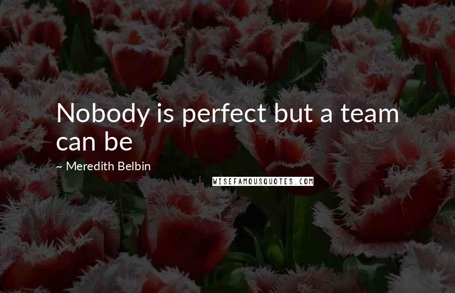 Meredith Belbin Quotes: Nobody is perfect but a team can be