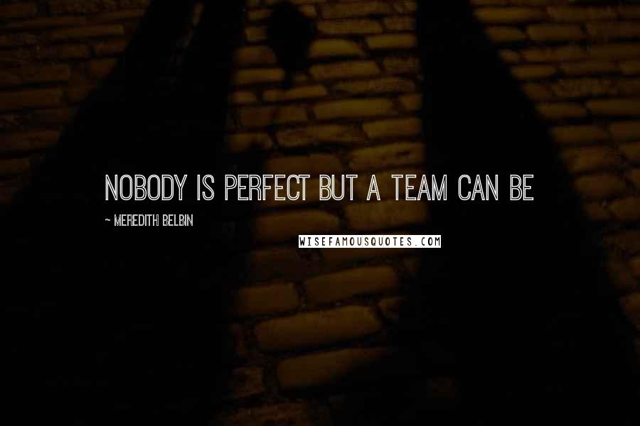 Meredith Belbin Quotes: Nobody is perfect but a team can be