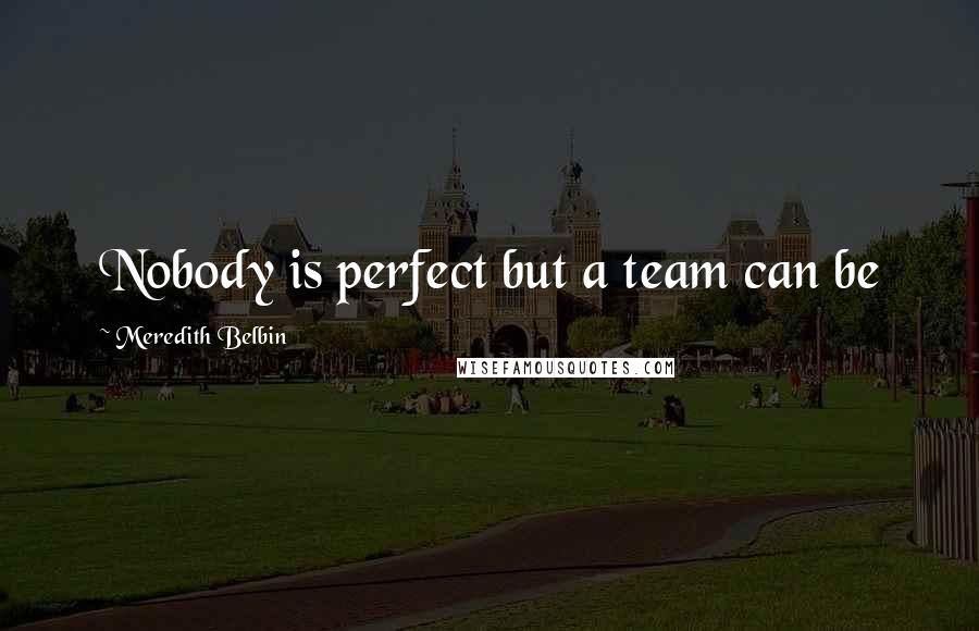 Meredith Belbin Quotes: Nobody is perfect but a team can be