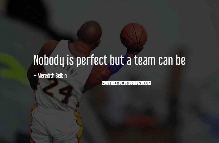 Meredith Belbin Quotes: Nobody is perfect but a team can be