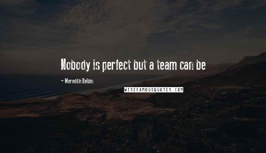 Meredith Belbin Quotes: Nobody is perfect but a team can be