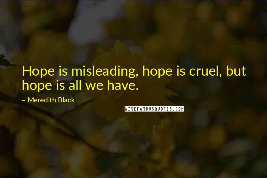 Meredith Black Quotes: Hope is misleading, hope is cruel, but hope is all we have.