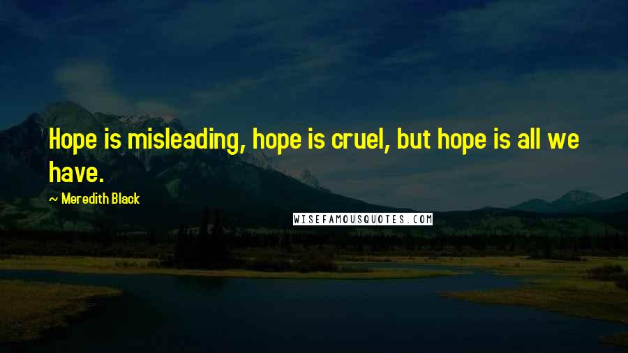 Meredith Black Quotes: Hope is misleading, hope is cruel, but hope is all we have.