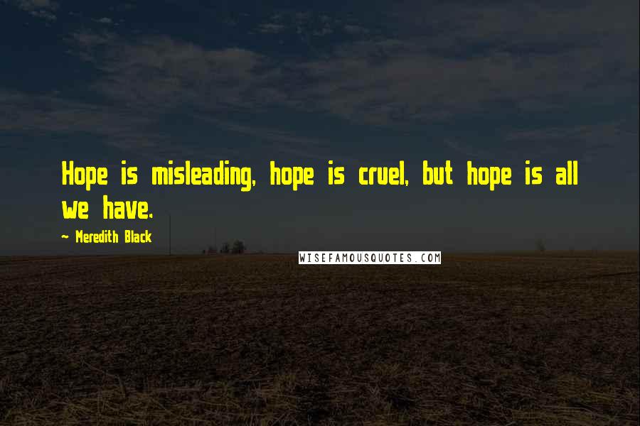 Meredith Black Quotes: Hope is misleading, hope is cruel, but hope is all we have.