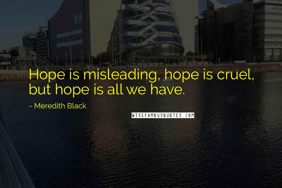 Meredith Black Quotes: Hope is misleading, hope is cruel, but hope is all we have.