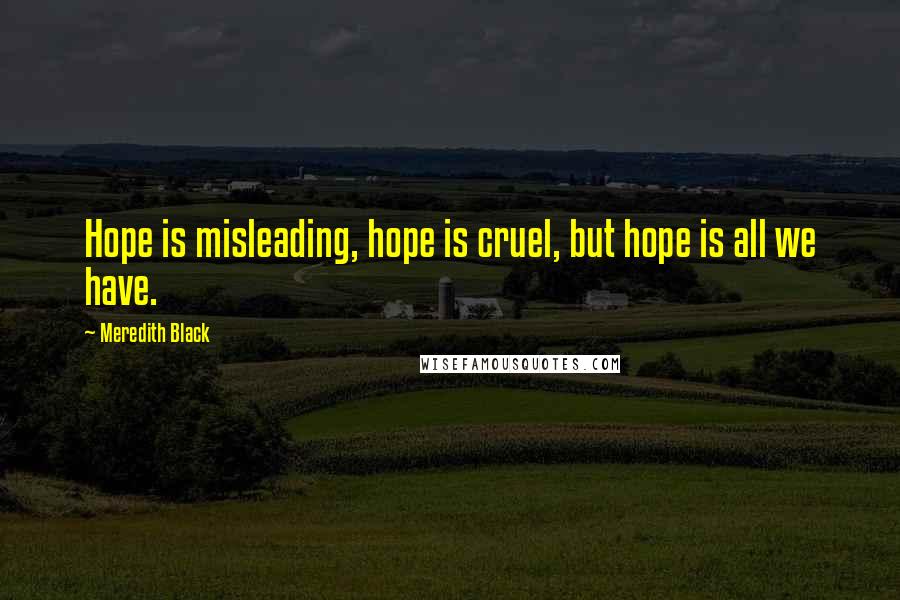 Meredith Black Quotes: Hope is misleading, hope is cruel, but hope is all we have.