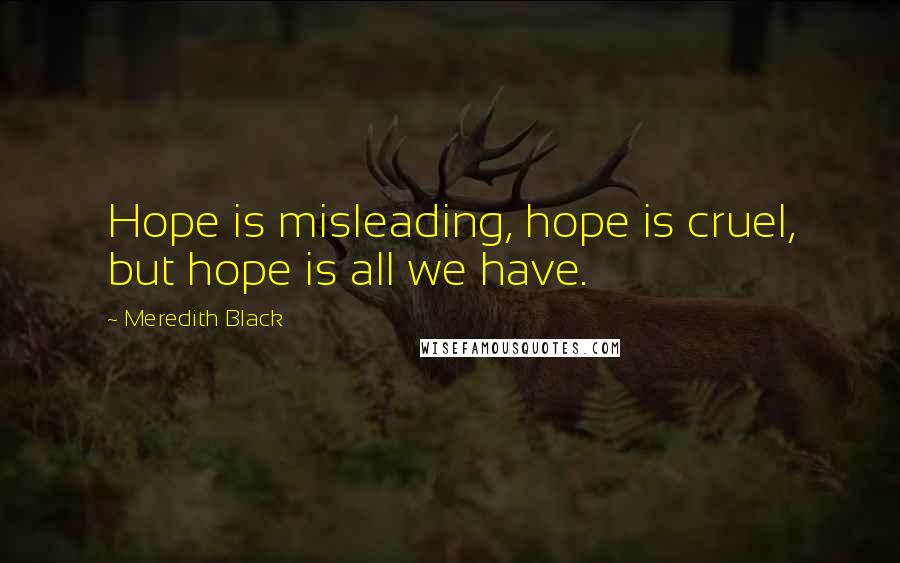 Meredith Black Quotes: Hope is misleading, hope is cruel, but hope is all we have.