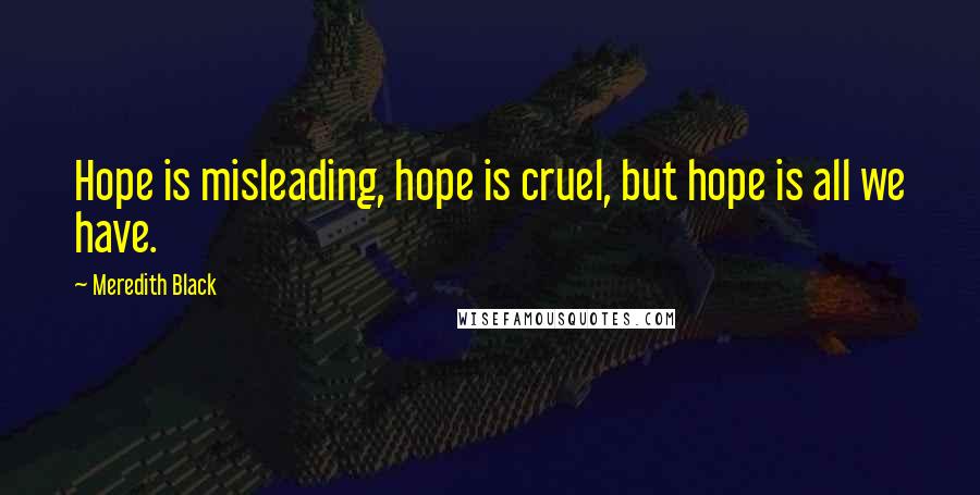 Meredith Black Quotes: Hope is misleading, hope is cruel, but hope is all we have.