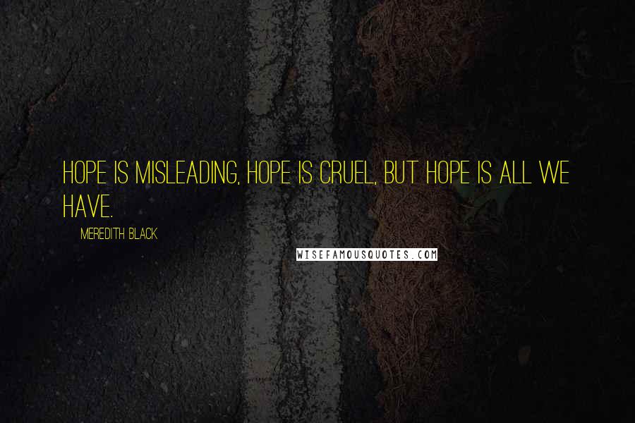 Meredith Black Quotes: Hope is misleading, hope is cruel, but hope is all we have.