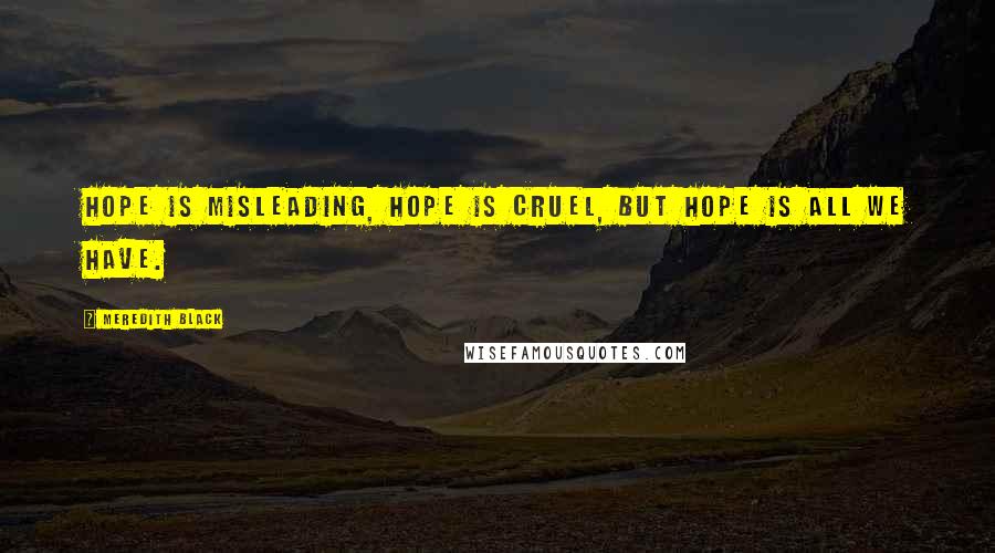 Meredith Black Quotes: Hope is misleading, hope is cruel, but hope is all we have.