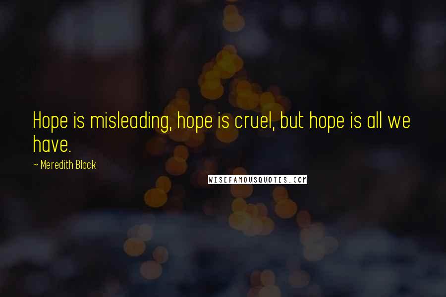 Meredith Black Quotes: Hope is misleading, hope is cruel, but hope is all we have.