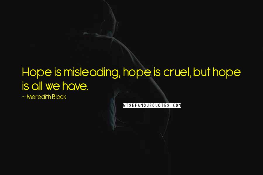 Meredith Black Quotes: Hope is misleading, hope is cruel, but hope is all we have.