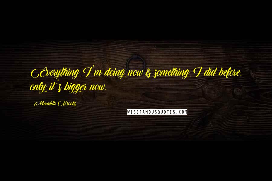 Meredith Brooks Quotes: Everything I'm doing now is something I did before, only it's bigger now.