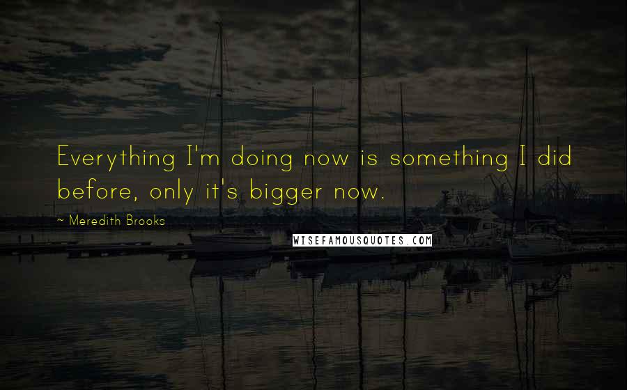 Meredith Brooks Quotes: Everything I'm doing now is something I did before, only it's bigger now.