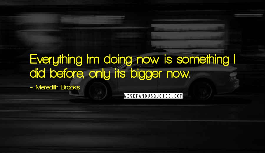 Meredith Brooks Quotes: Everything I'm doing now is something I did before, only it's bigger now.