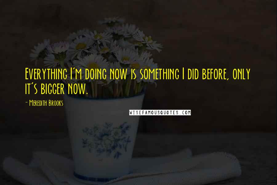 Meredith Brooks Quotes: Everything I'm doing now is something I did before, only it's bigger now.