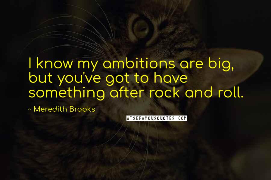 Meredith Brooks Quotes: I know my ambitions are big, but you've got to have something after rock and roll.