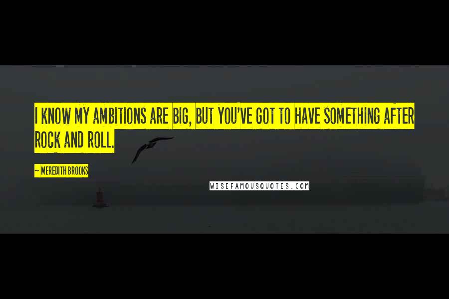 Meredith Brooks Quotes: I know my ambitions are big, but you've got to have something after rock and roll.