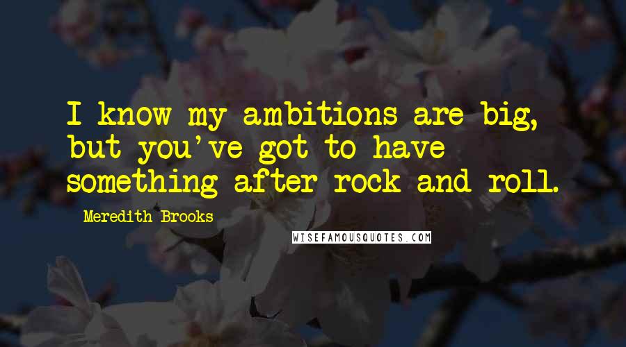 Meredith Brooks Quotes: I know my ambitions are big, but you've got to have something after rock and roll.