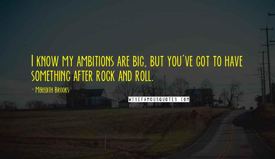 Meredith Brooks Quotes: I know my ambitions are big, but you've got to have something after rock and roll.