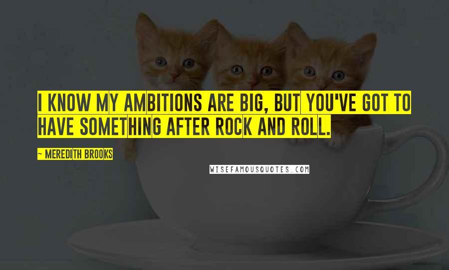 Meredith Brooks Quotes: I know my ambitions are big, but you've got to have something after rock and roll.