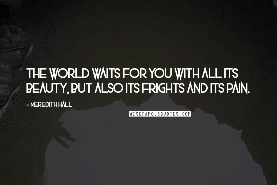 Meredith Hall Quotes: The world waits for you with all its beauty, but also its frights and its pain.
