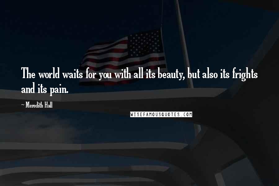 Meredith Hall Quotes: The world waits for you with all its beauty, but also its frights and its pain.