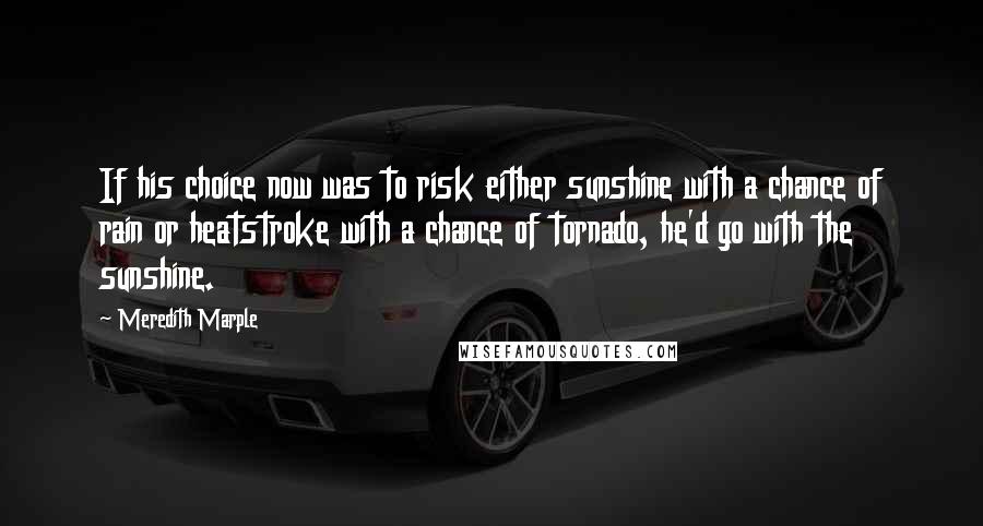 Meredith Marple Quotes: If his choice now was to risk either sunshine with a chance of rain or heatstroke with a chance of tornado, he'd go with the sunshine.