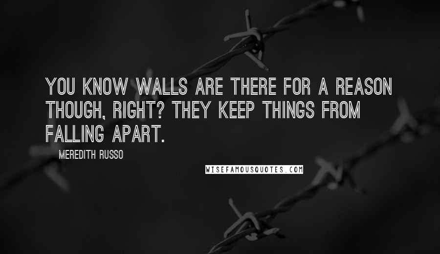 Meredith Russo Quotes: You know walls are there for a reason though, right? They keep things from falling apart.