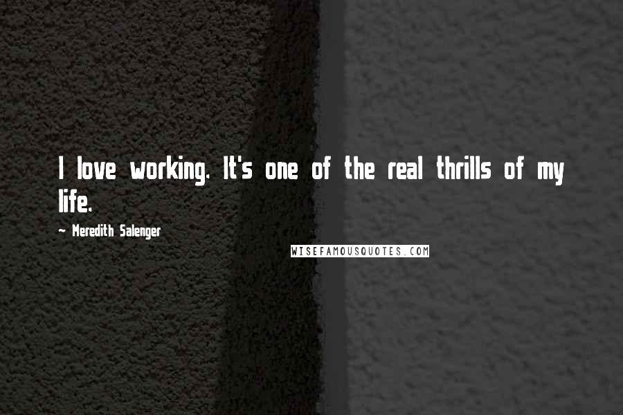 Meredith Salenger Quotes: I love working. It's one of the real thrills of my life.