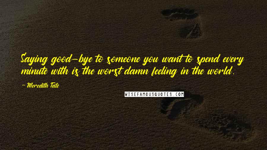 Meredith Tate Quotes: Saying good-bye to someone you want to spend every minute with is the worst damn feeling in the world.