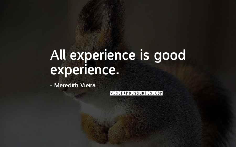 Meredith Vieira Quotes: All experience is good experience.