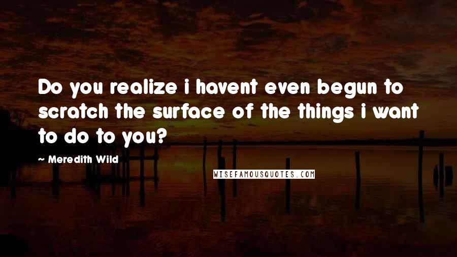 Meredith Wild Quotes: Do you realize i havent even begun to scratch the surface of the things i want to do to you?