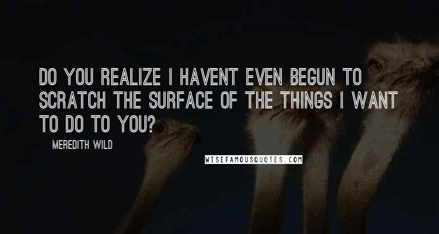 Meredith Wild Quotes: Do you realize i havent even begun to scratch the surface of the things i want to do to you?