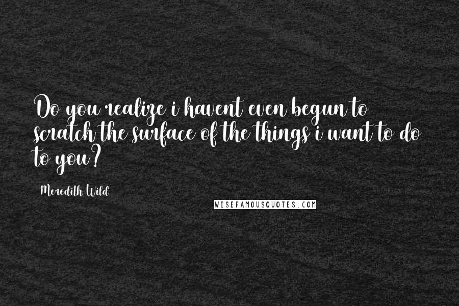 Meredith Wild Quotes: Do you realize i havent even begun to scratch the surface of the things i want to do to you?