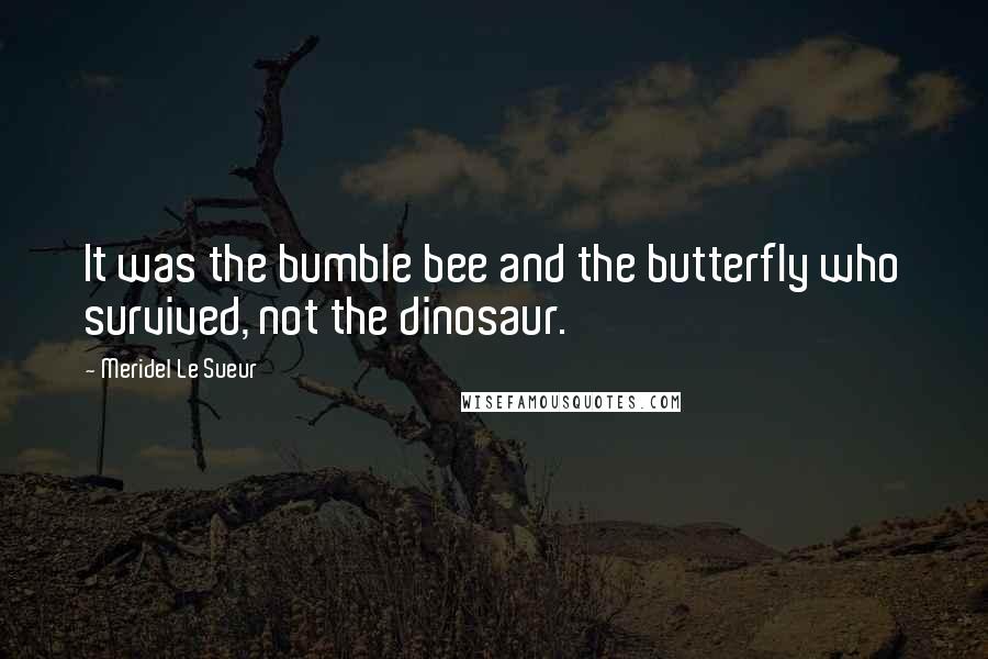 Meridel Le Sueur Quotes: It was the bumble bee and the butterfly who survived, not the dinosaur.