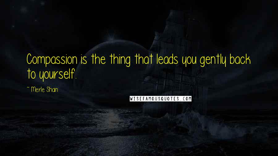 Merle Shain Quotes: Compassion is the thing that leads you gently back to yourself.