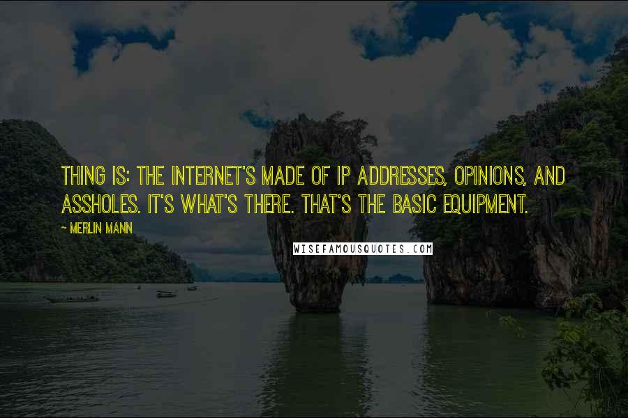 Merlin Mann Quotes: Thing is: the internet's made of IP addresses, opinions, and assholes. It's what's there. That's the basic equipment.