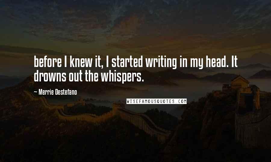 Merrie Destefano Quotes: before I knew it, I started writing in my head. It drowns out the whispers.