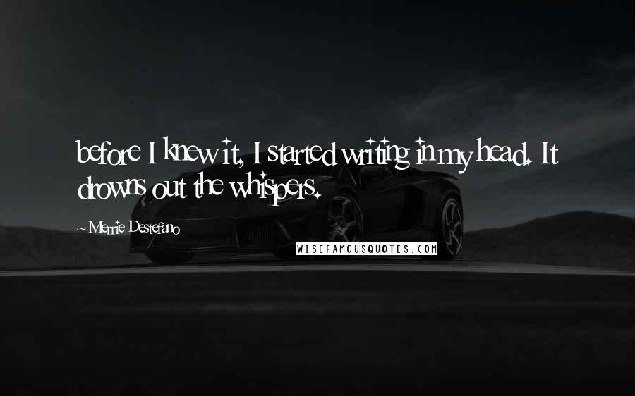 Merrie Destefano Quotes: before I knew it, I started writing in my head. It drowns out the whispers.