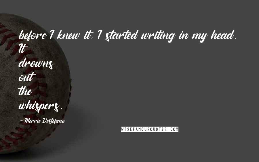 Merrie Destefano Quotes: before I knew it, I started writing in my head. It drowns out the whispers.