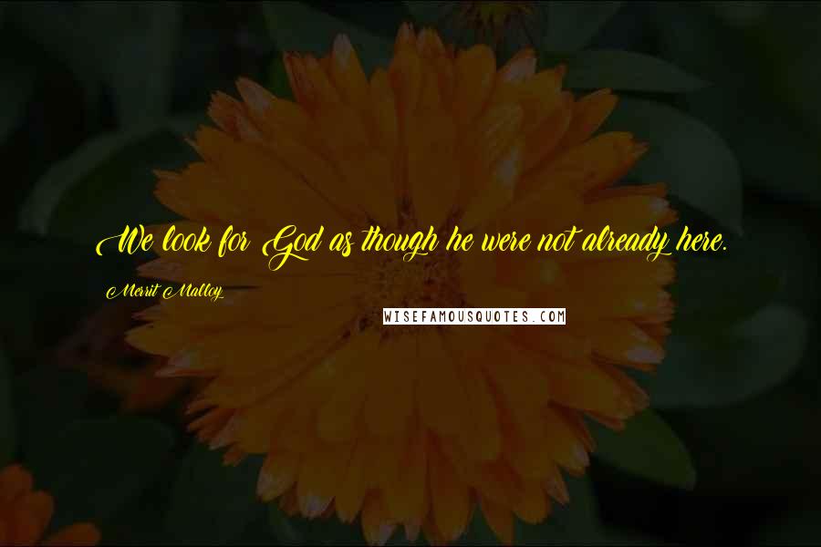Merrit Malloy Quotes: We look for God as though he were not already here.